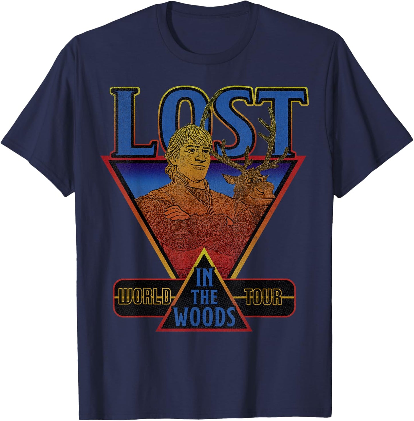 Disney Frozen 2 Kristoff & Sven Lost In The Woods World Tour T-Shirt - T-Shirt | Navy