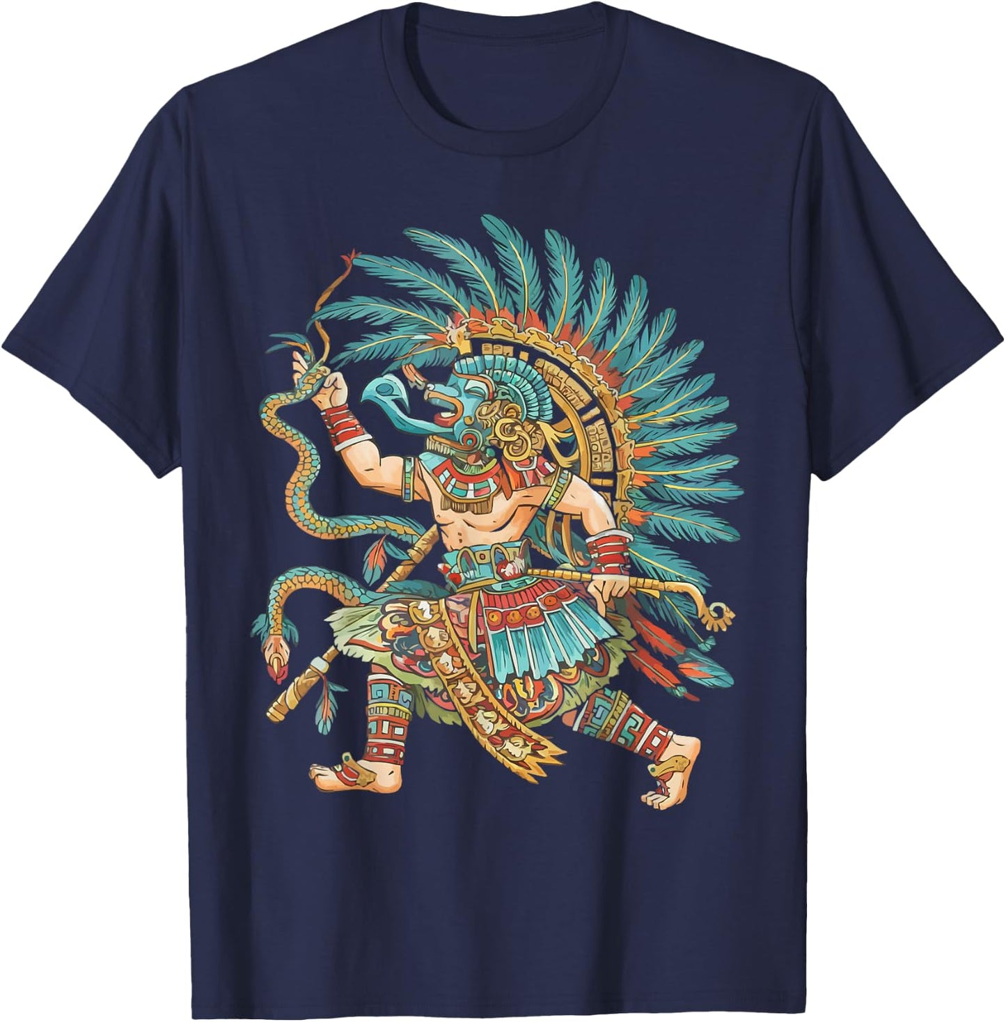 Aztec God Aztec Culture Mayan Indigenous Tlaloc Statue T-Shirt - T-Shirt | Navy