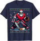 Christmas Santa Hockey Goalie Ugly Christmas Sweater T-Shirt - T-Shirt | Navy