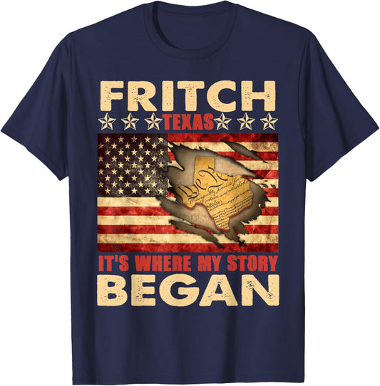 Fritch Texas USA Flag 4th Of July T-Shirt - T-Shirt | Navy