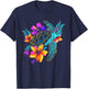 Sea Turtle Hawaiian Flowers Hawaii Diver T-Shirt - T-Shirt | Navy