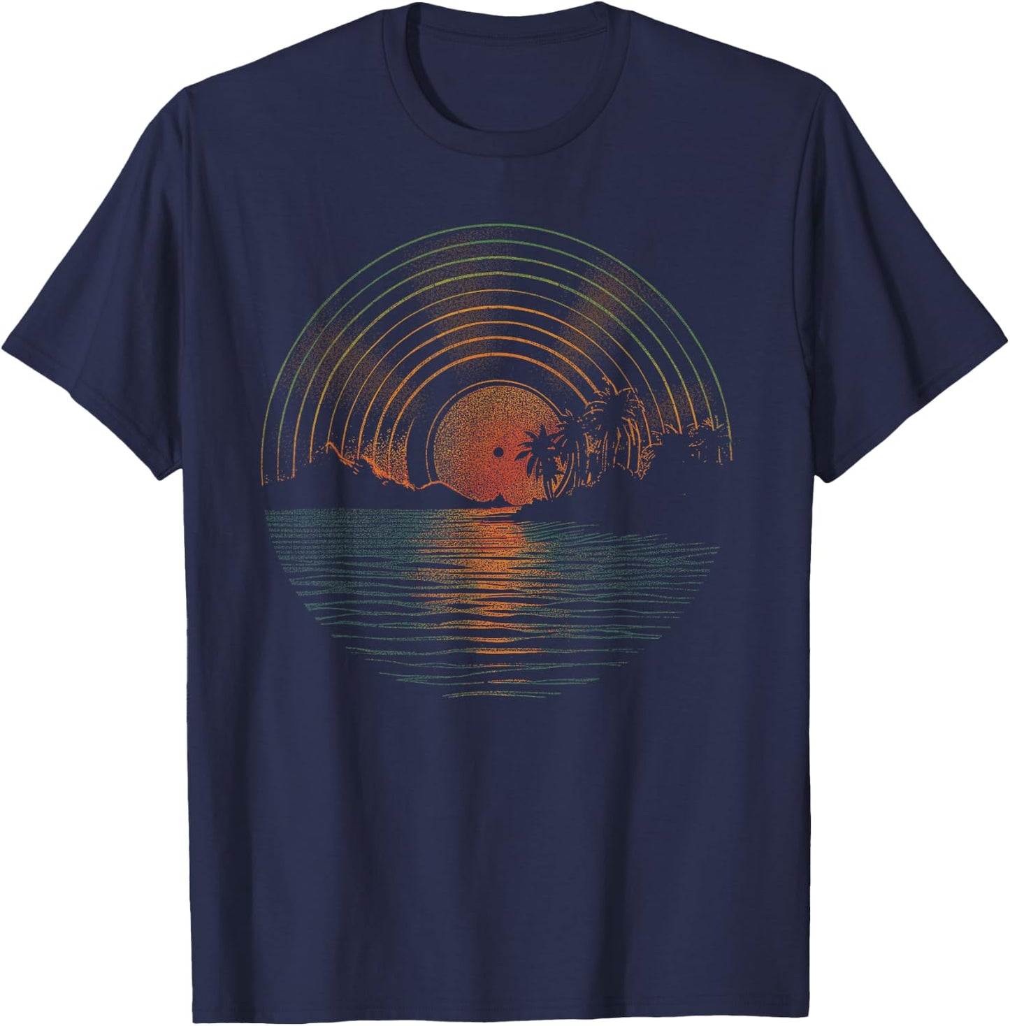 Summer Vinyl Shirt Sunset Vinyl LP Record Music of Summer T-Shirt - T-Shirt | Navy