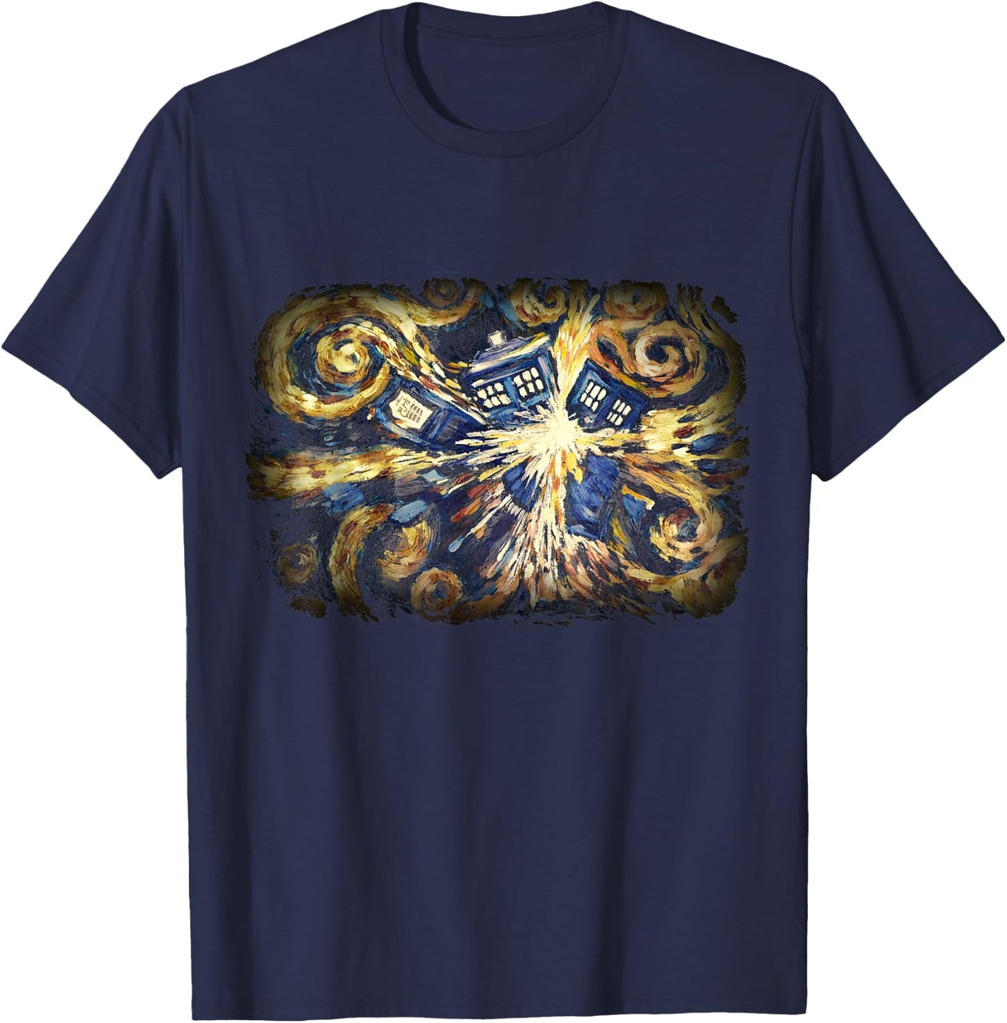 Art Tardis Van Gogh Time Travel Sci-Fi Fan T-Shirt - T-Shirt | Navy