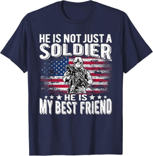 My Best Friend Is A Soldier Hero Proud Military Friend Buddy T-Shirt - T-Shirt | Navy