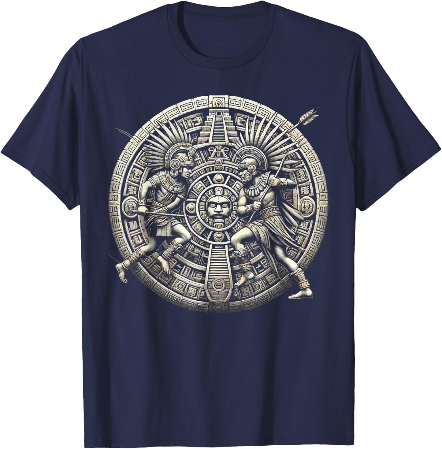 Aztec Warrior Mayan Indigenous Mexican Aztec Jaguar T-Shirt - T-Shirt | Navy