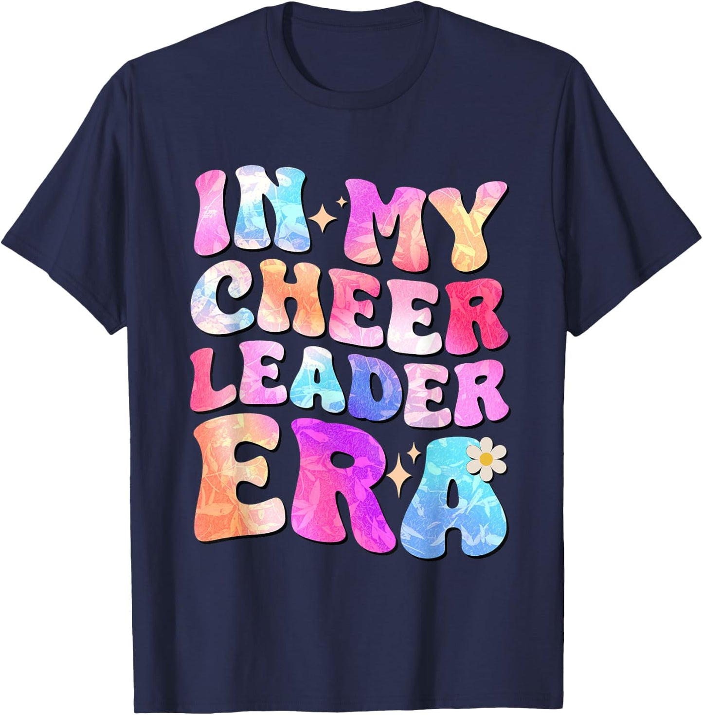 Groovy In My Cheer Leader Era Cheerleader Cheerleading T-Shirt - T-Shirt | Navy