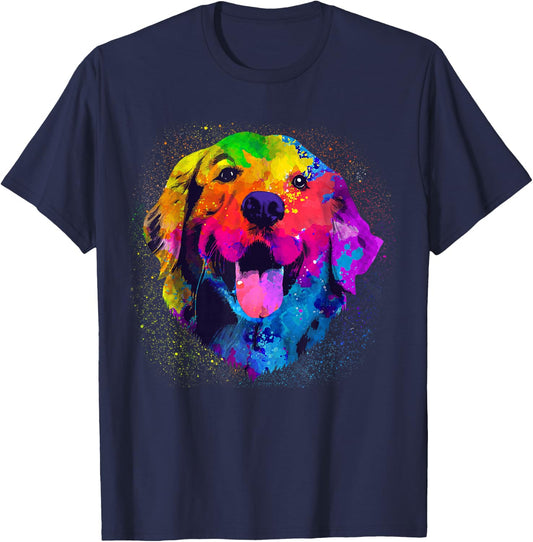 Golden Retriever Art Women Golden Retriever Lover T-Shirt - T-Shirt | Navy