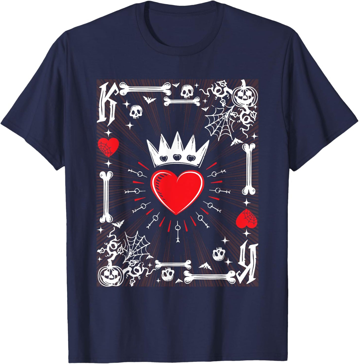 King of Hearts Card Costume - Halloween King of Hearts T-Shirt - T-Shirt | Navy
