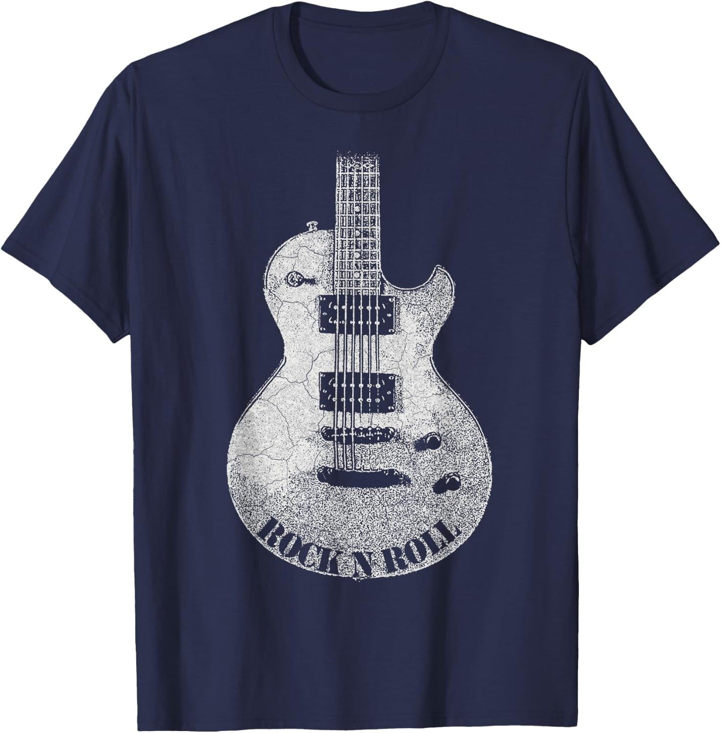 Rock and Roll Guitar Vintage ROCK Music T-Shirt - T-Shirt | Navy