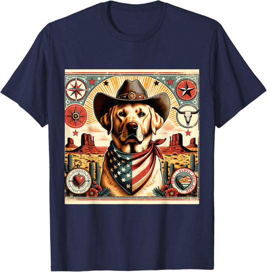 Funny Sheriff Dog Shirt Labrador Retriever Dog Mom Wild West Men Women Kids T-Shirt - T-Shirt | Navy