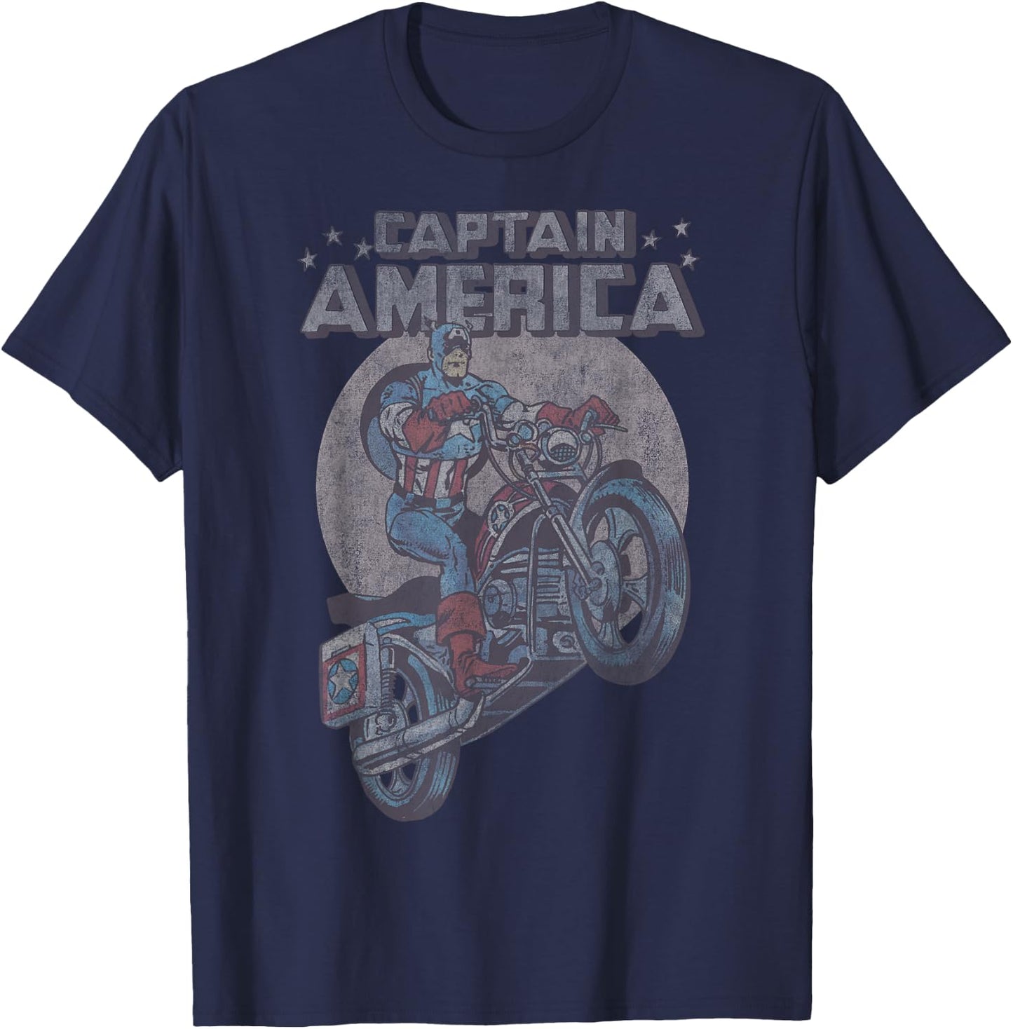 Marvel Avengers Captain America Motorcycle Portrait T-Shirt - T-Shirt | Navy