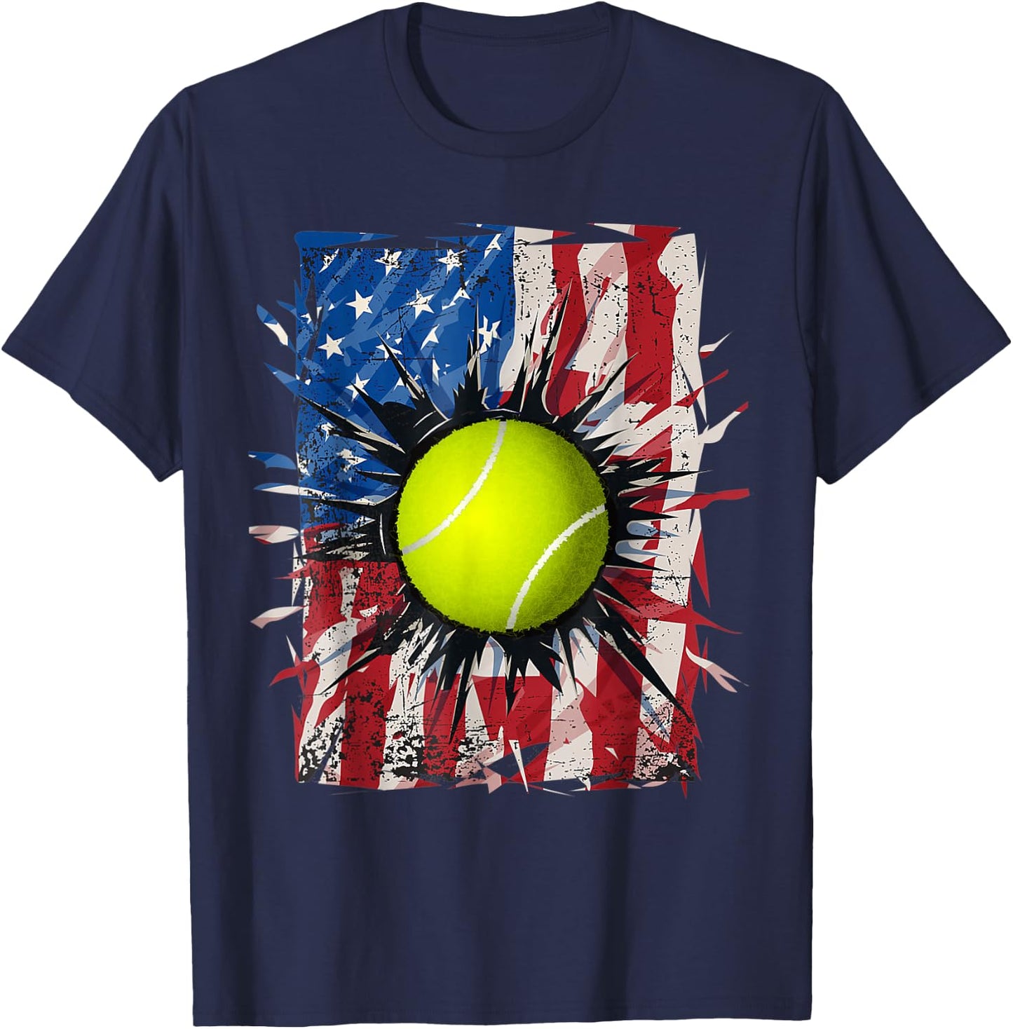 Patriotic Tennis 4th Of July Men USA American Flag Boys T-Shirt - T-Shirt | Navy