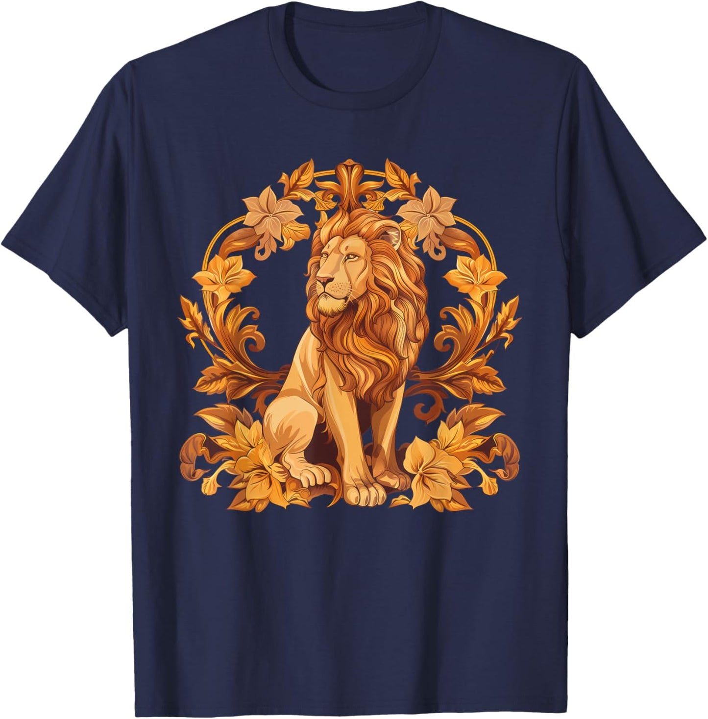 lionco. -Adults, -Kids Lion Graphic - Black, Small, Short Sleeve T-Shirt - T-Shirt | Navy