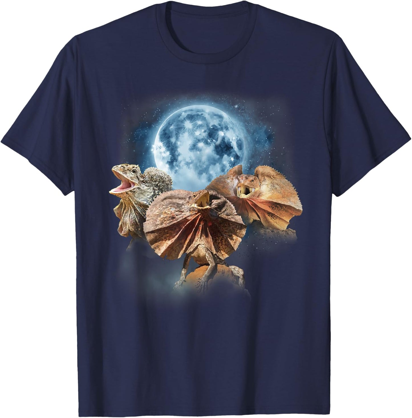 Frilled Lizard Shirt - Funny Lizards Howling at the Moon T-Shirt - T-Shirt | Navy