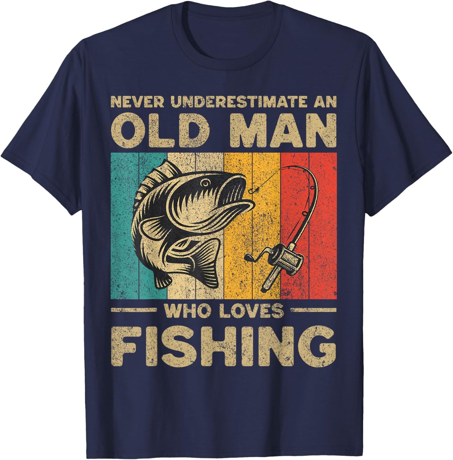 Funny Vintage Fishing Jokes Fisherman Bass Fish T-Shirt - T-Shirt | Navy