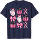 Halloween Pumpkin Pink Ribbon Disco Ghost Bow Breast Cancer T-Shirt - T-Shirt | Navy