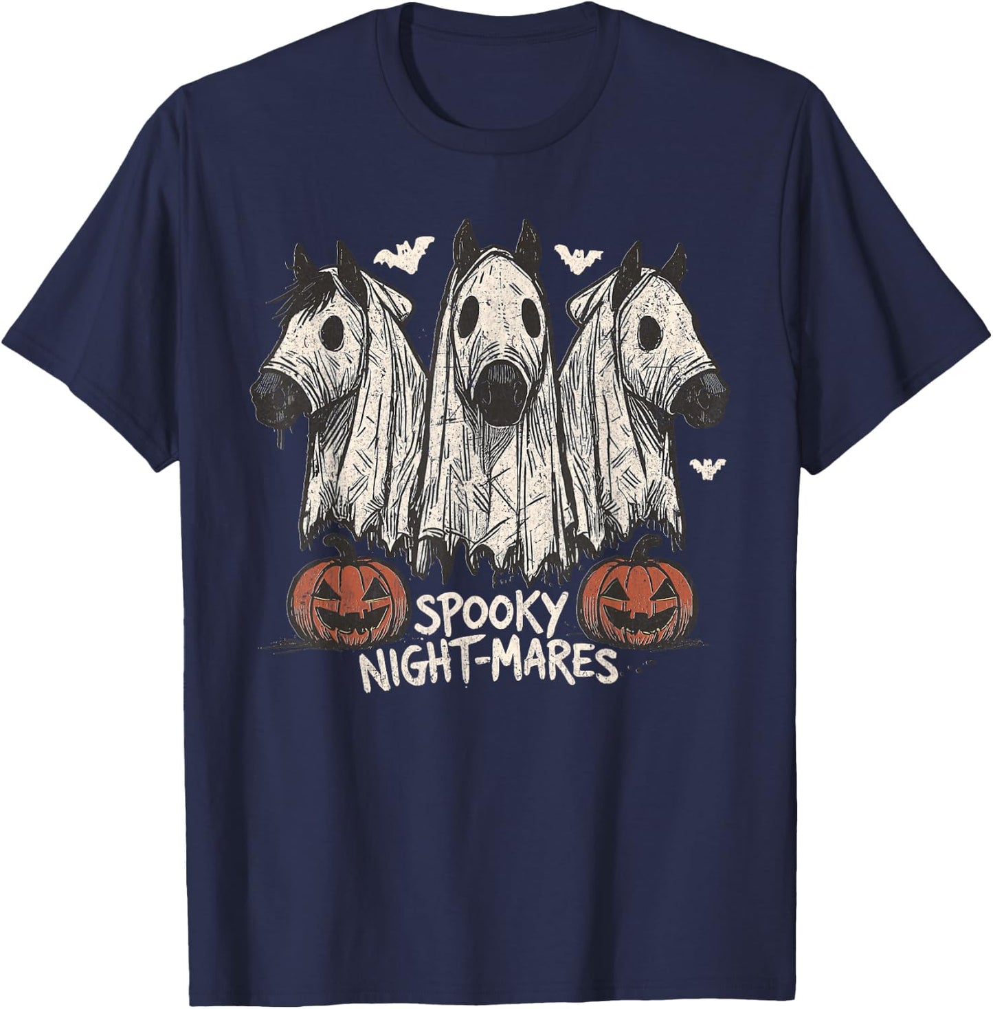 Spooky Night-Mares Halloween Horse Ghost Funny Spooky Season T-Shirt - T-Shirt | Navy