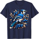 Blue Jay Bird , Small, Black T-Shirt - T-Shirt | Navy