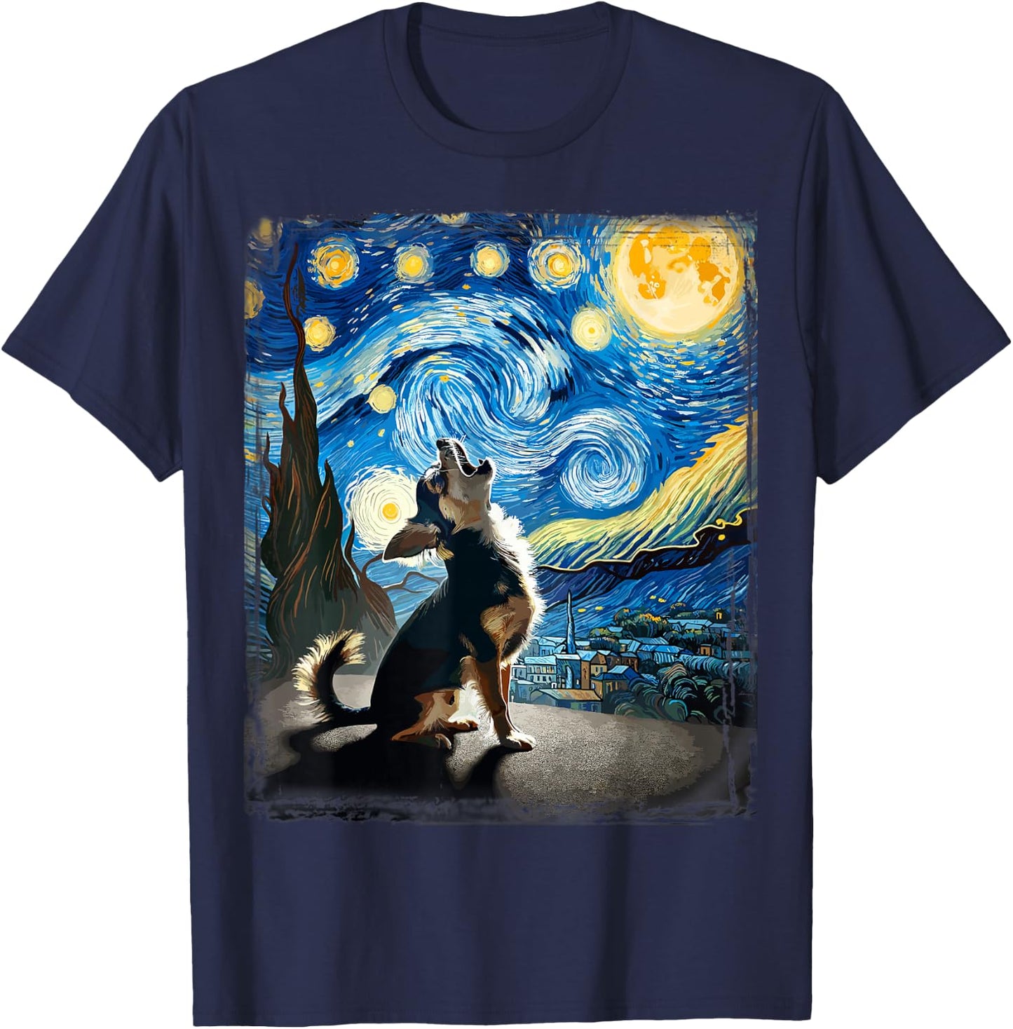 Chihuahua Dog Canine Art Van Gogh Starry Night Chihuahua T-Shirt - T-Shirt | Navy