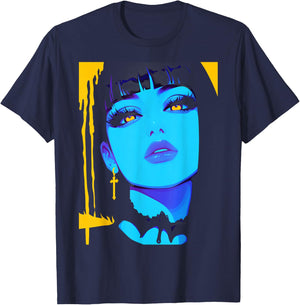 Cybergoth Cybercore Grunge Punk Goth Girl Alt Anime Manga T-Shirt - T-Shirt | Navy