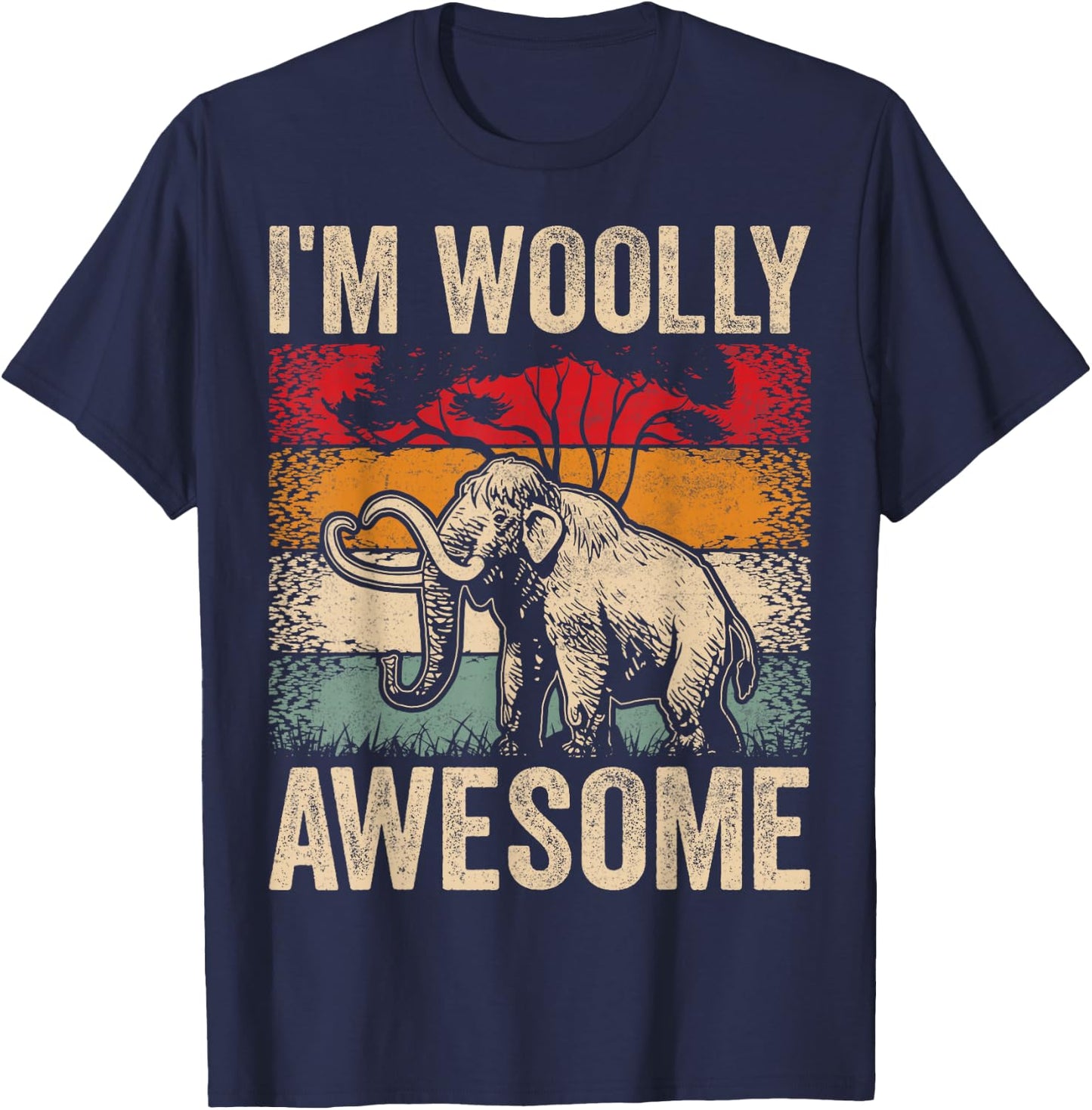 I'm Woolly Awesome Cute Boys Girls Kids Woolly Mammoths T-Shirt - T-Shirt | Navy