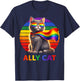 Pride LGBT Ally Cat Fun Rainbow Colorful Men Women Kid T-Shirt - T-Shirt | Navy