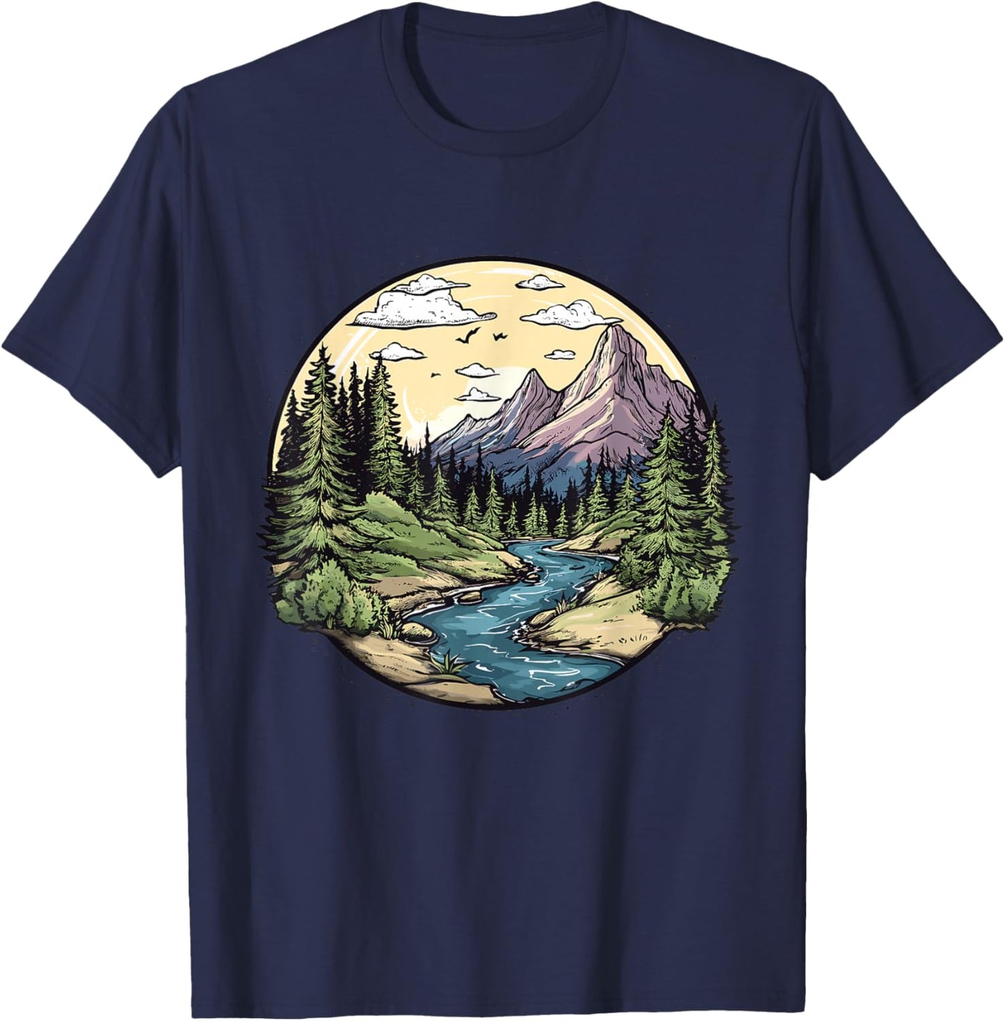 Hiking in Nature, Hiking T-Shirt - T-Shirt | Navy