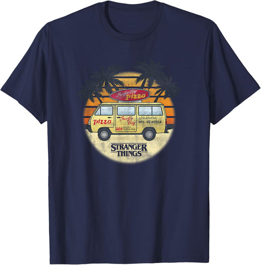 Stranger Things 4 Surfer Boy Pizza Van T-Shirt - T-Shirt | Navy