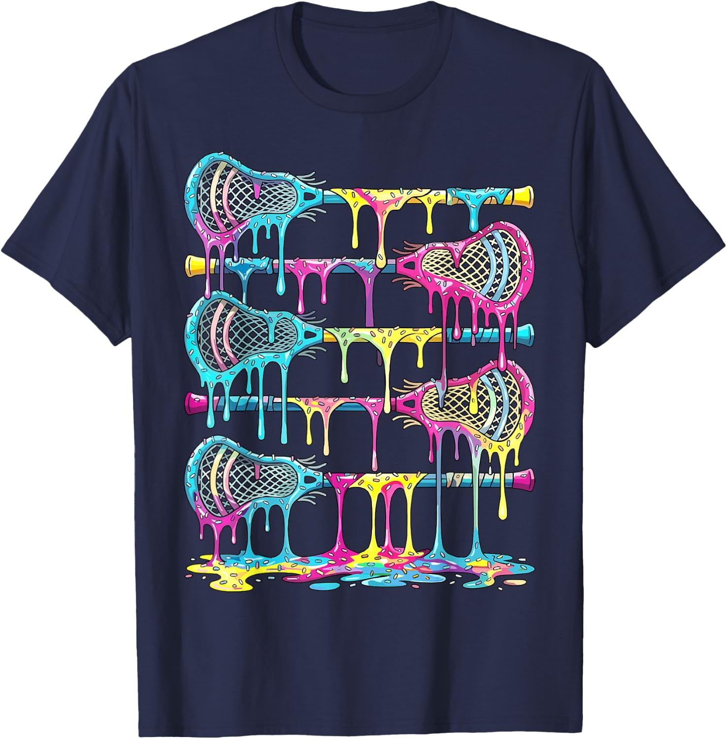 Lacrosse Sticks Drip Ice Cream Lax T-Shirt - T-Shirt | Navy