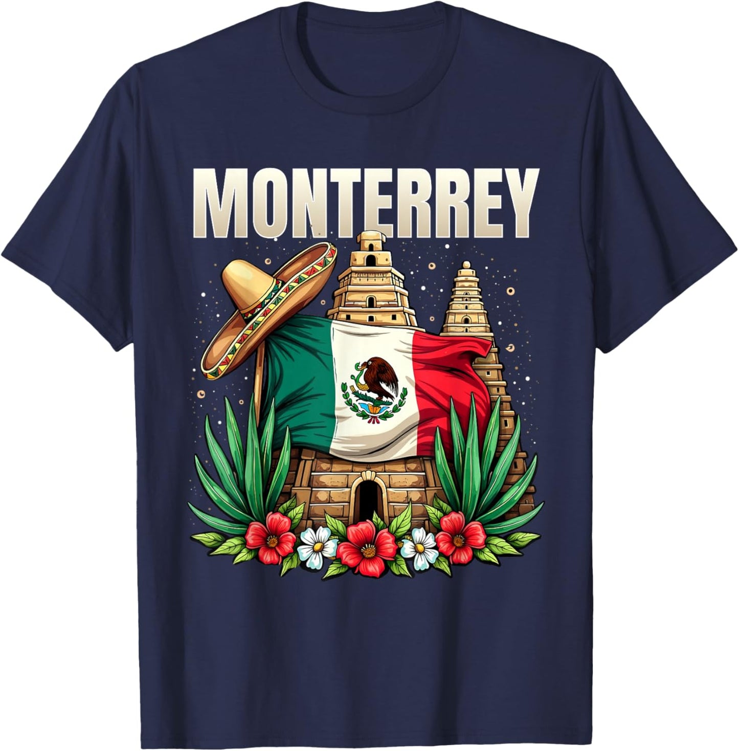 Monterrey Mexico Flag Mexican Vacation T-Shirt - T-Shirt | Navy