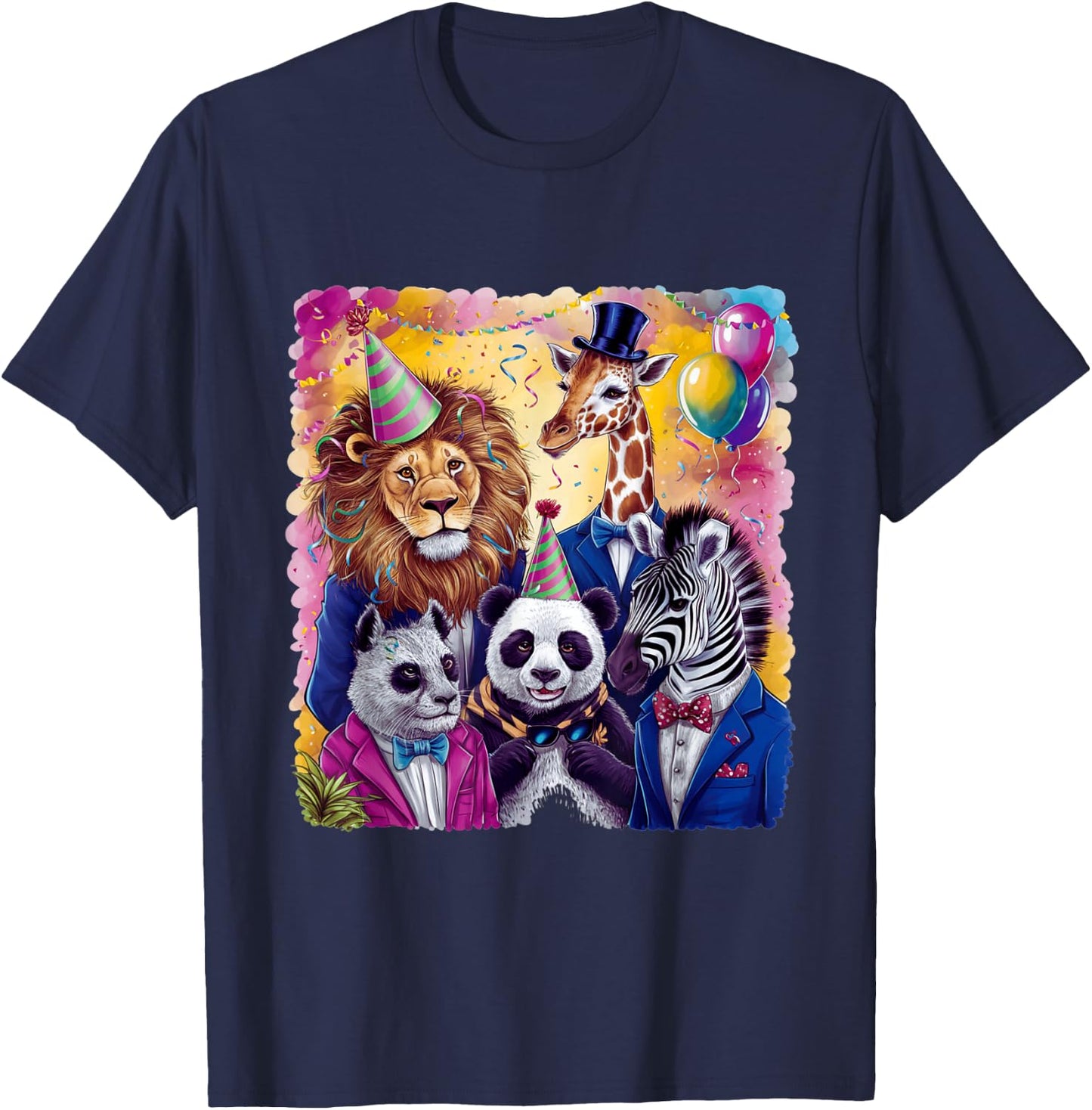 Zoo Animals Wildlife Birthday Squad Party Zoo Animals Fun T-Shirt - T-Shirt | Navy