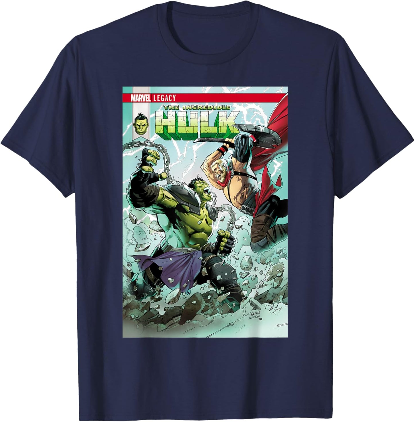 Marvel The Incredible Hulk vs The Mighty Thor Comic T-Shirt - T-Shirt | Navy