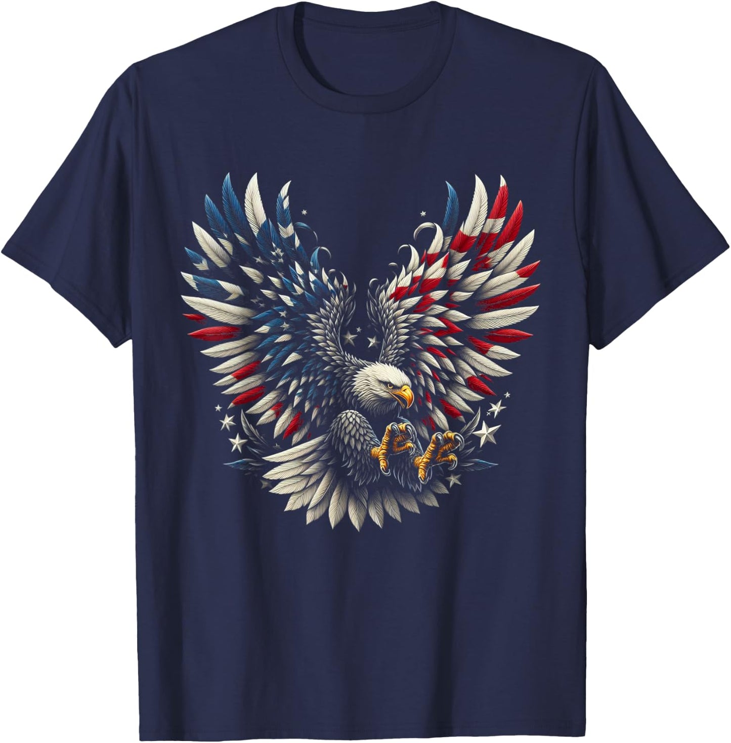 Patriotic American With Eagle And USA Flag Women Kids Men T-Shirt - T-Shirt | Navy