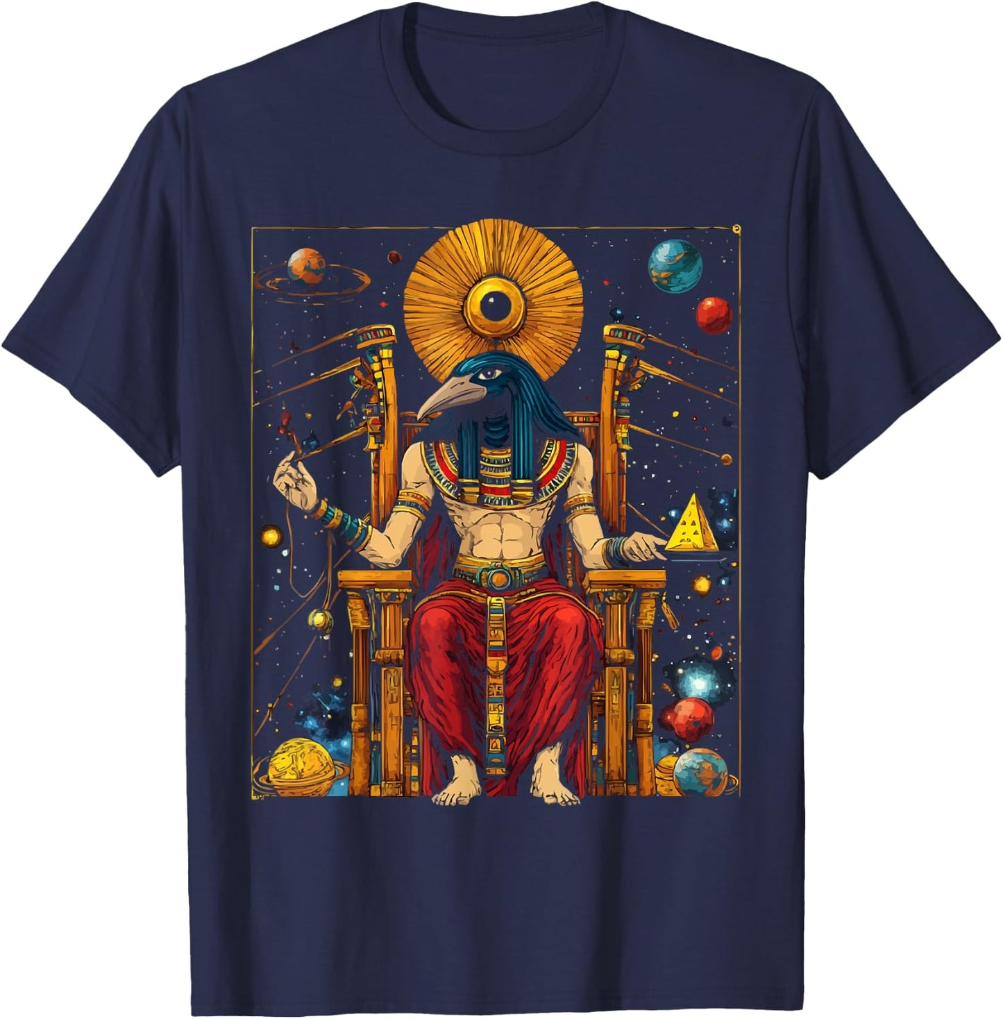 Thoth Egyptian God Egyptian Mythology Pyramid Ancient Egypt T-Shirt - T-Shirt | Navy