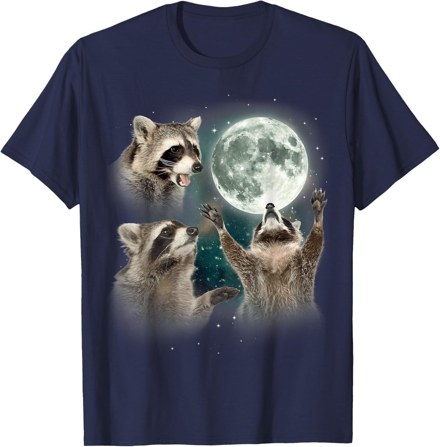 Three Moon Racoon Funny Racoon Oddly Specific Dank Meme T-Shirt - T-Shirt | Navy