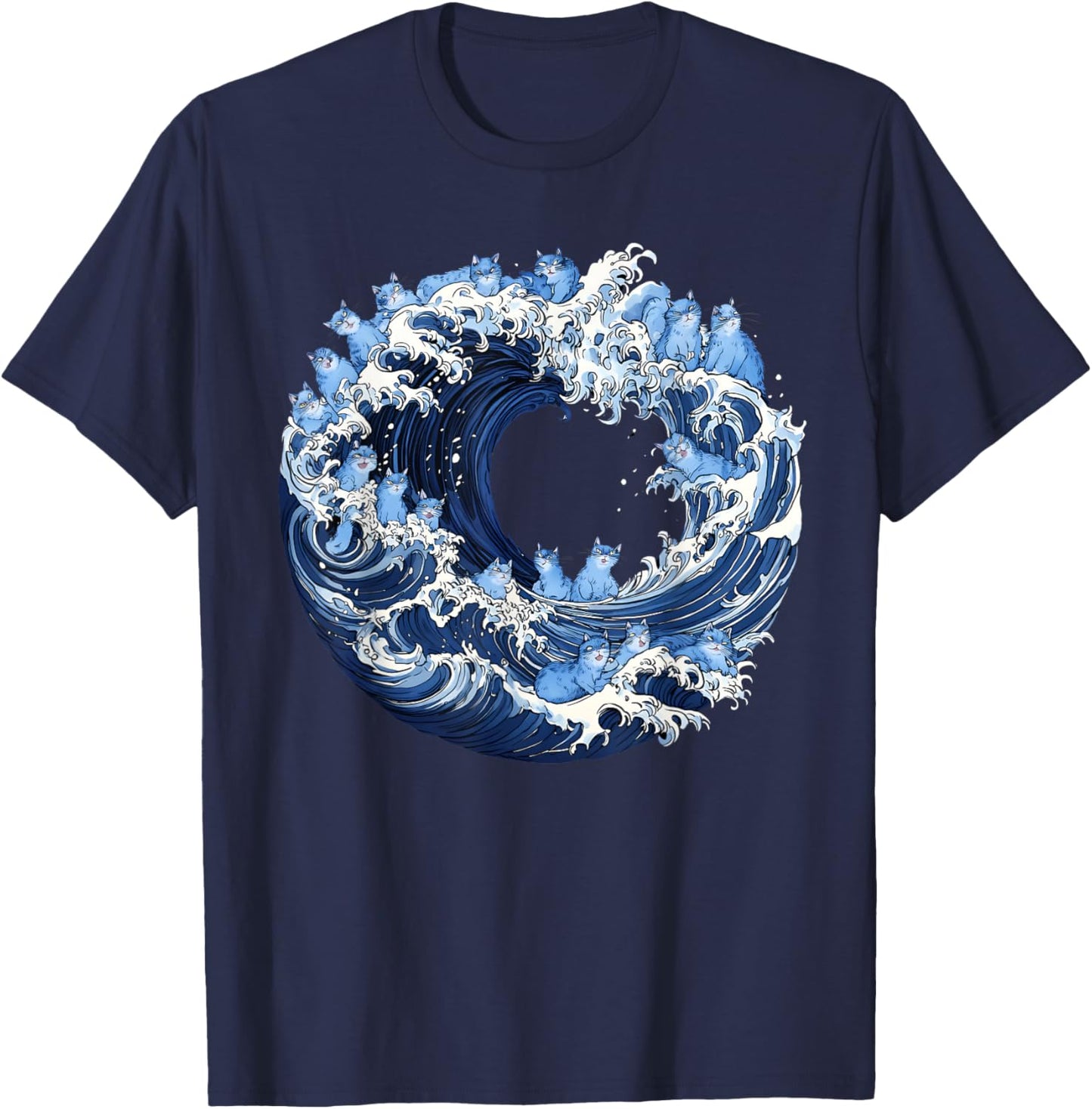 Cute Wave of Blue Cats for Kamala T-Shirt - T-Shirt | Navy