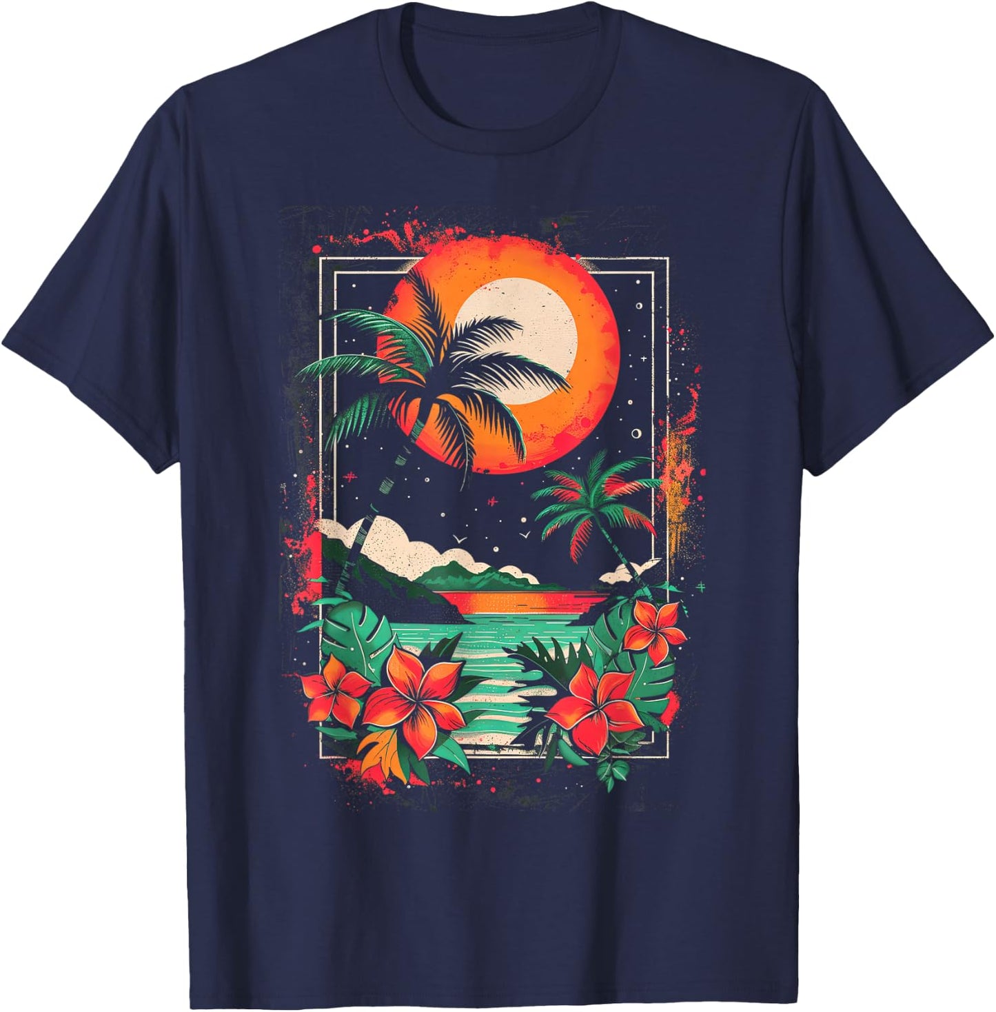 Hawaiian Design | Cool | S - 6XL | Men's Graphic T-Shirt - T-Shirt | Navy
