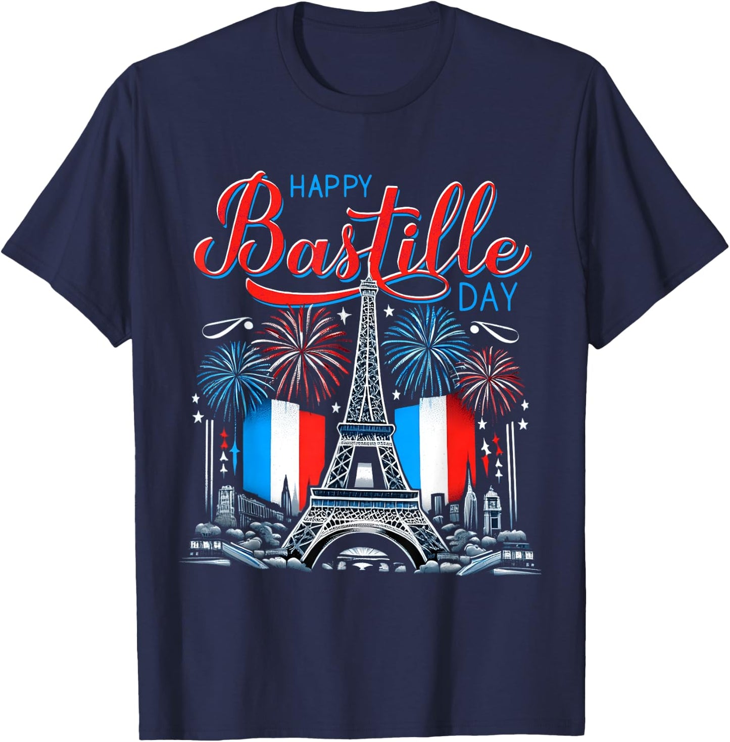 Happy Bastille Day 14th July - France Independence Patriotic T-Shirt - T-Shirt | Navy