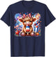 4th Of July Highland Cow Popsicle Firework USA American T-Shirt - T-Shirt | Navy