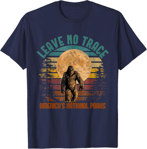 Funny Big Foot Leave No Trace America National Parks T-Shirt - T-Shirt | Navy