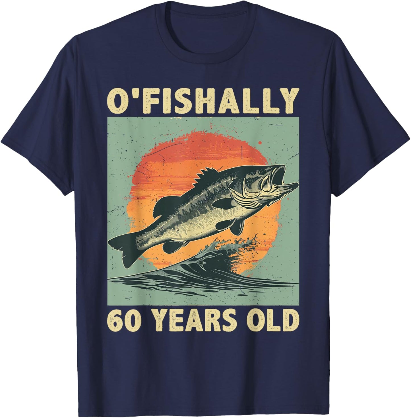 Ofishally 60 Years Old 1965 Fishing Fisherman 60th Birthday T-Shirt - T-Shirt | Navy