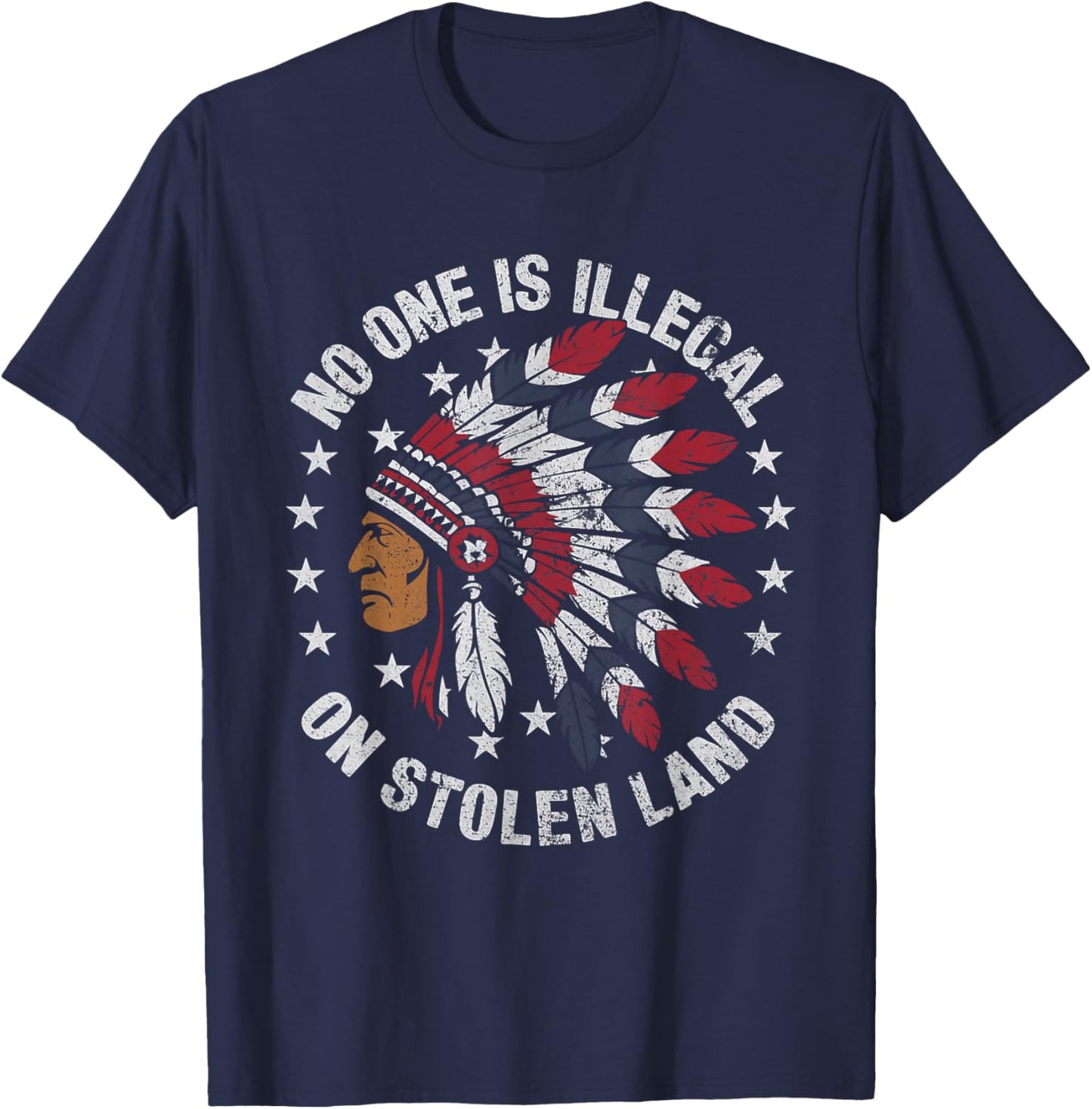 No One is Illegal On Stolen Land MMIW T-Shirt - T-Shirt | Navy