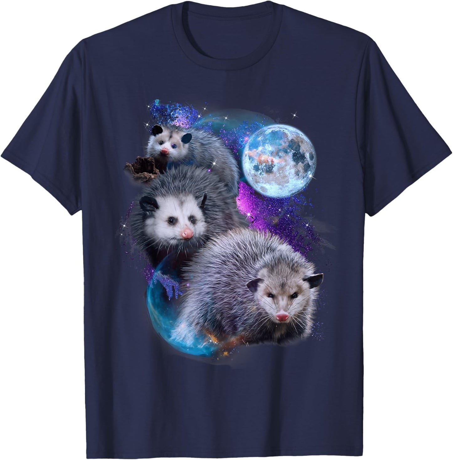3 Moon Opossum Funny Marsupial Rodent Opossum Art Novelty T-Shirt - T-Shirt | Navy