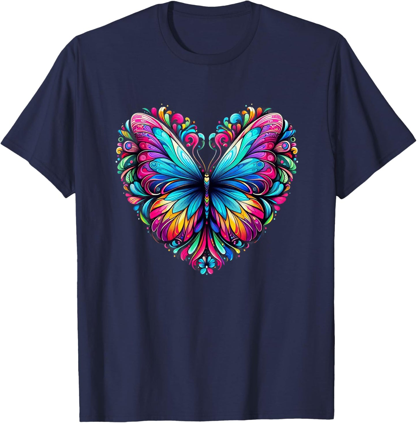 Butterfly Love Colorful Butterflies Art Beautiful Garden T-Shirt - T-Shirt | Navy