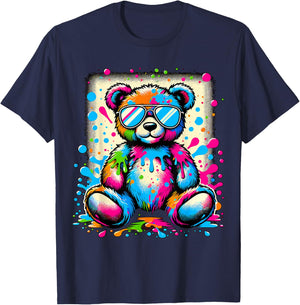 Colorful Teddy Bear with Sunglasses T-Shirt - T-Shirt | Navy