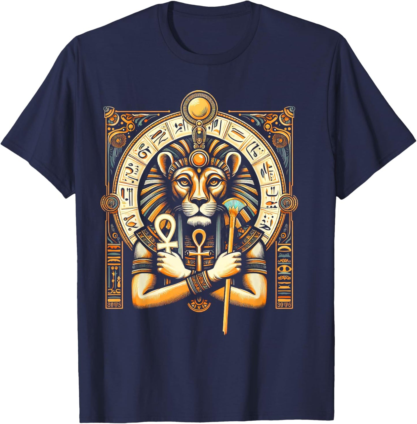 Egyptian Mythology Lioness Egypt Ancient Goddess Sekhmet T-Shirt - T-Shirt | Navy