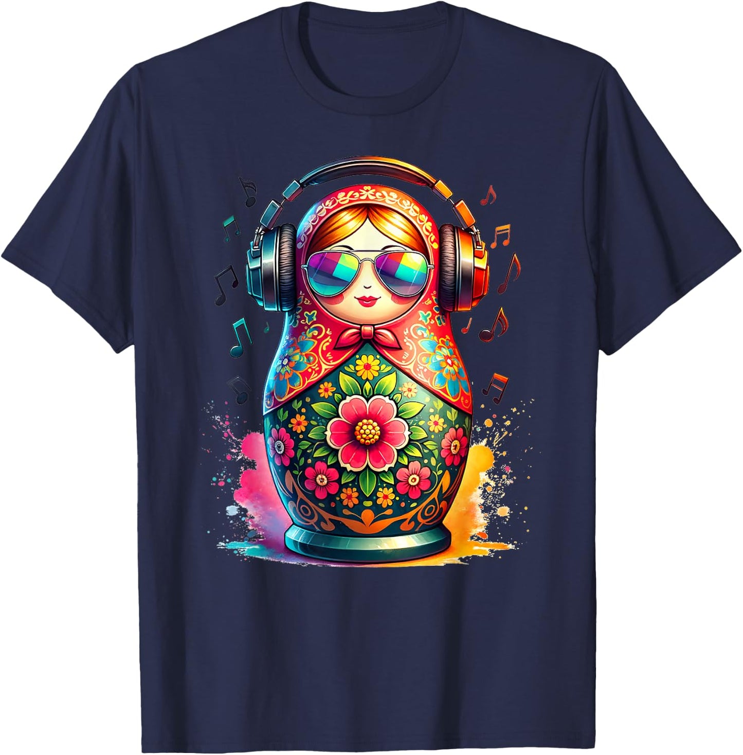 Russian Matryoshka Music Russia Russian Matryoshka T-Shirt - T-Shirt | Navy