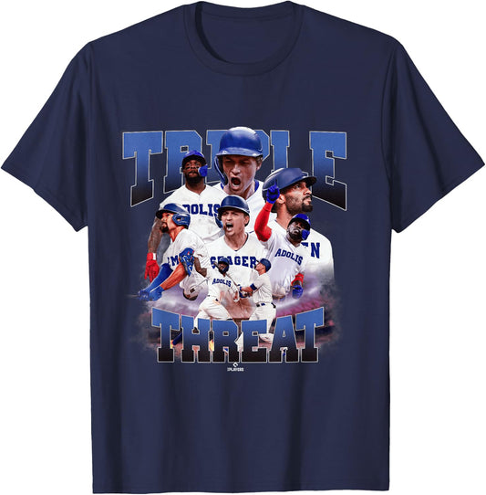 Corey Seager, M. Semien & Adolis García | TX | MLBTRIO4005 T-Shirt - T-Shirt | Navy