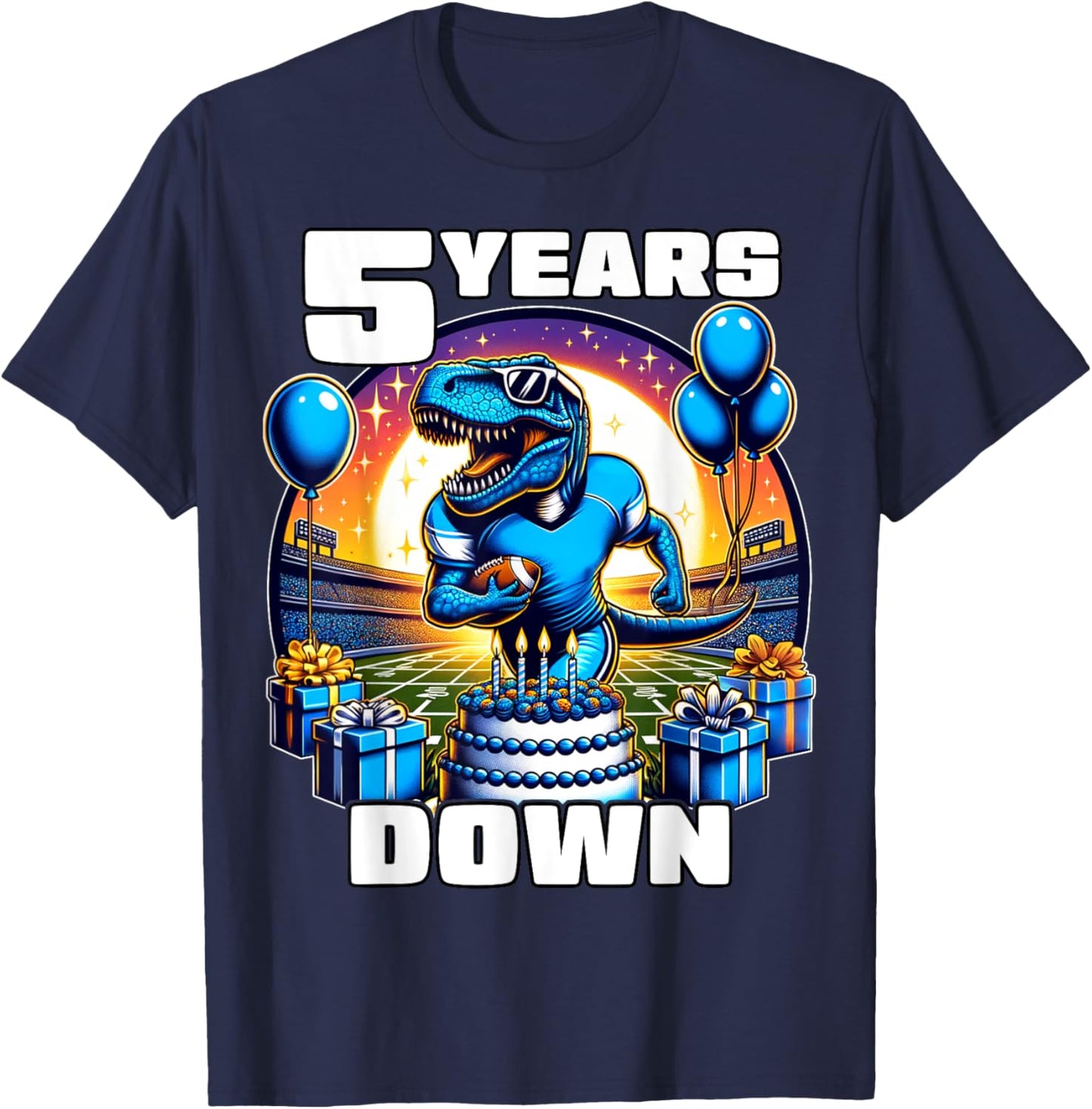 5th Birthday Football Shirt 5 Year Old Kids Football Shirt T-Shirt - T-Shirt | Navy