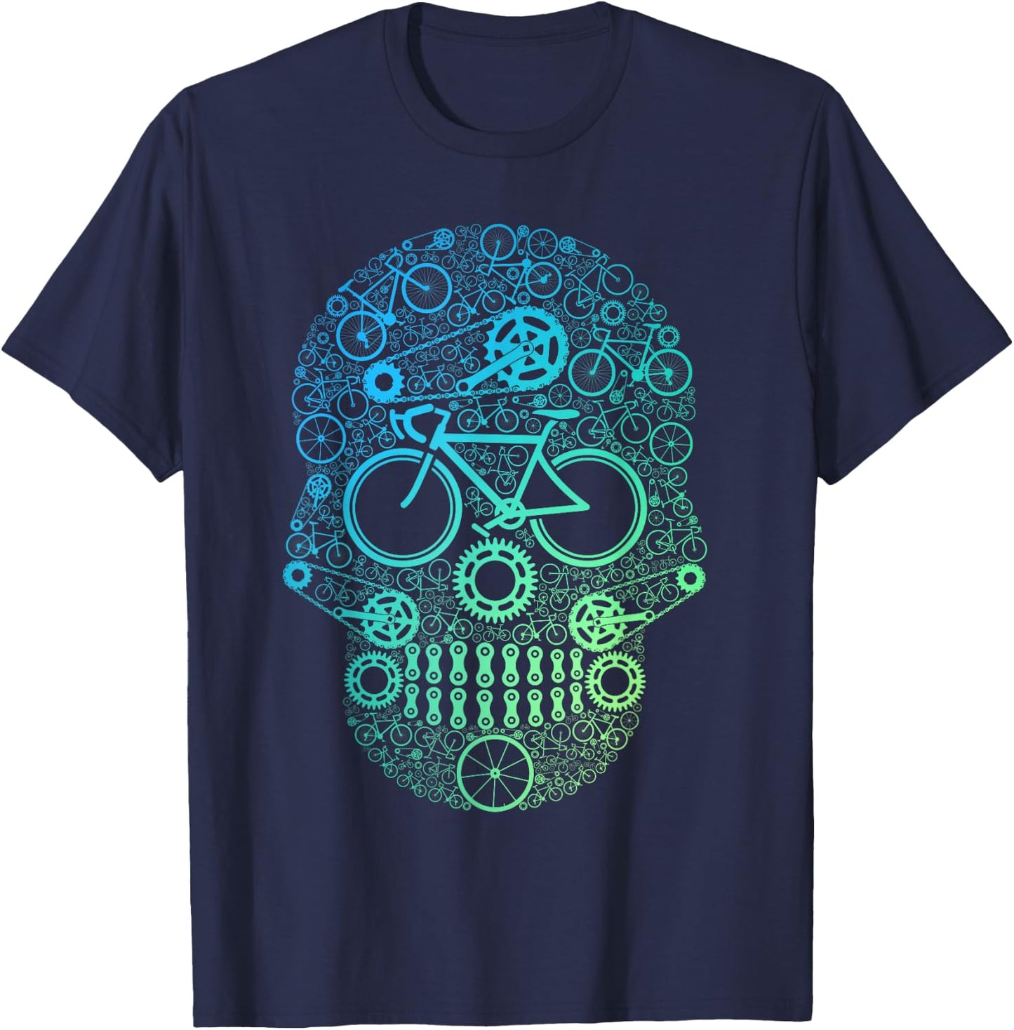 Funny Bicycle Lover Cycling Cyclist Sugar Skull Sporty T-Shirt - T-Shirt | Navy
